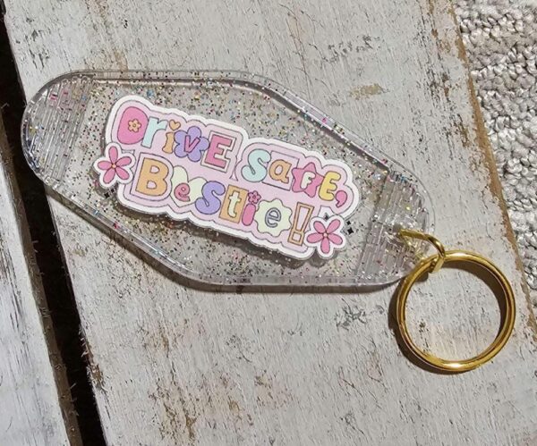 Cute Bestie Keychain – Glitter Keychain Sweet 16 Sixteen