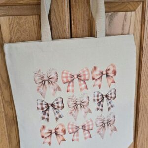 Cute Canvas Tote with Decorative Bows | Autumn Ribbon Bows