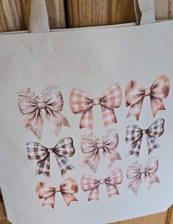 Cute Canvas Tote with Decorative Bows | Autumn Ribbon Bows