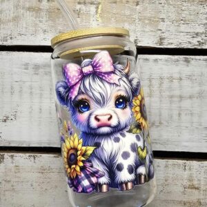 Cute Baby Cow Cup | Sunflower Cup | Cute Hyland Cow