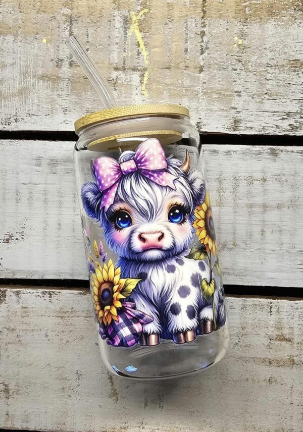 Cute Baby Cow Cup | Sunflower Cup | Cute Hyland Cow