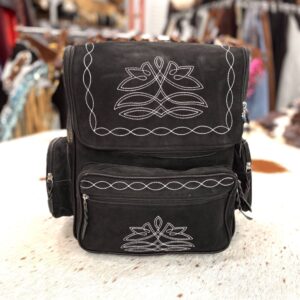 Black Suede leather Boot Stitch Backpack