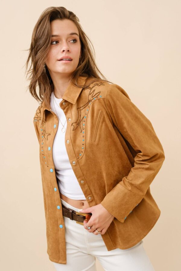 Suede Western Shirt Blouse