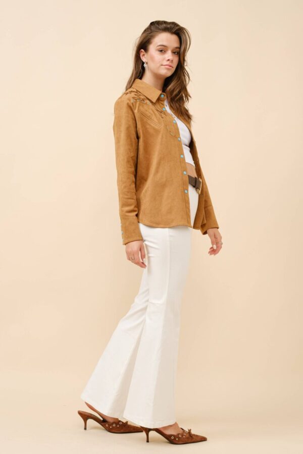 Suede Western Shirt Blouse