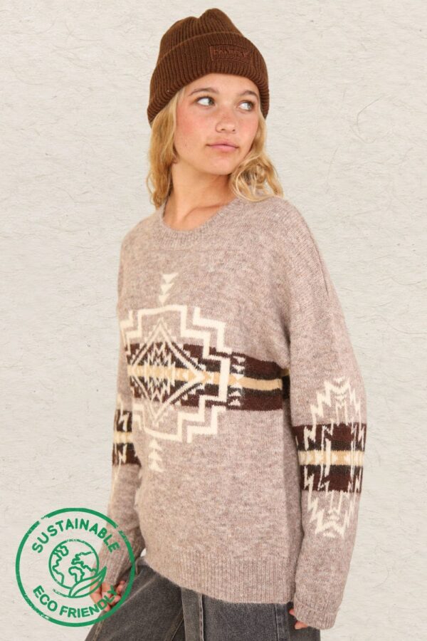 Aztec Graphic Cozy Sweater – Heathered Grey or Oatmeal Colors