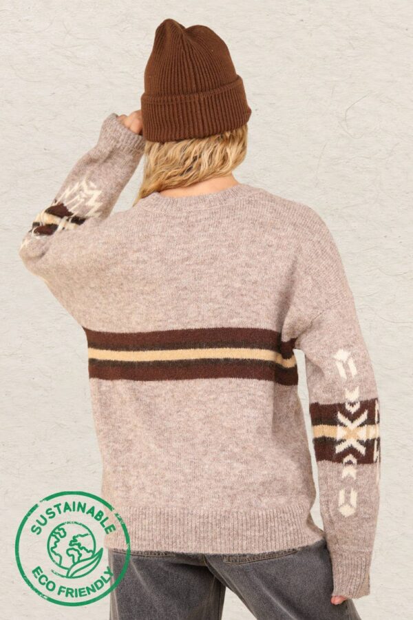 Aztec Graphic Cozy Sweater – Heathered Grey or Oatmeal Colors