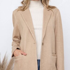 Soft Corduroy Single Button Blazer