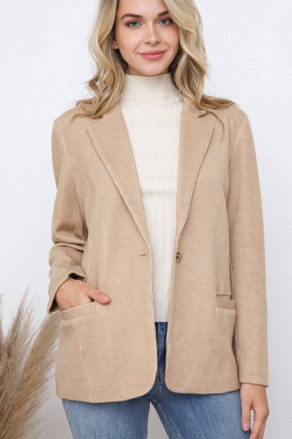 Soft Corduroy Single Button Blazer