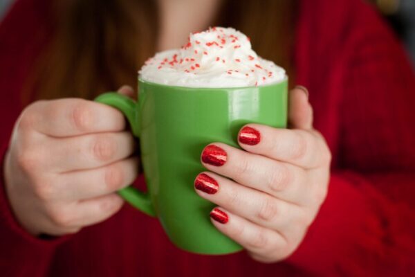 Rosy Red Sparkle | Bright Red Glitter Christmas Nail Wraps