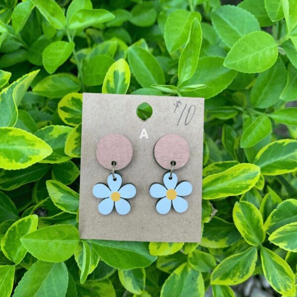 Wooden Daisy Earrings