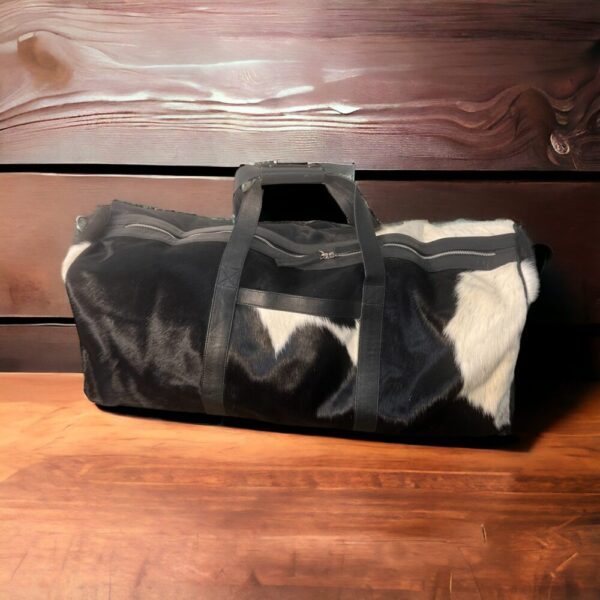 Cowhide Duffle Bag – Black and White