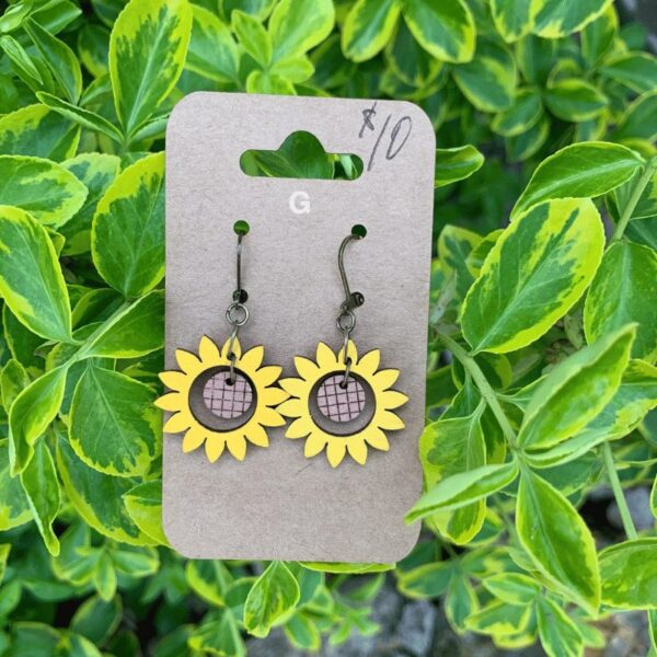 Wooden Daisy Earrings