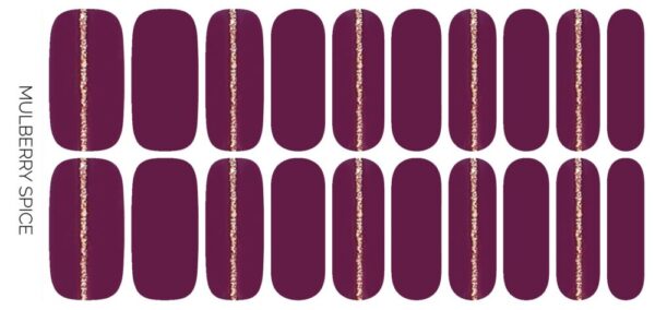 Mulberry Spice | Deep Purple Gold Glitter Stripe Nail Wraps