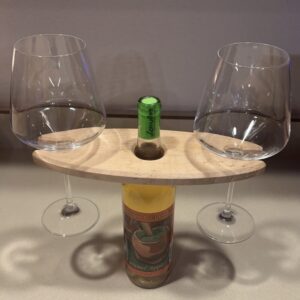 Birdseye Maple Wine Bottle and Glass Holder