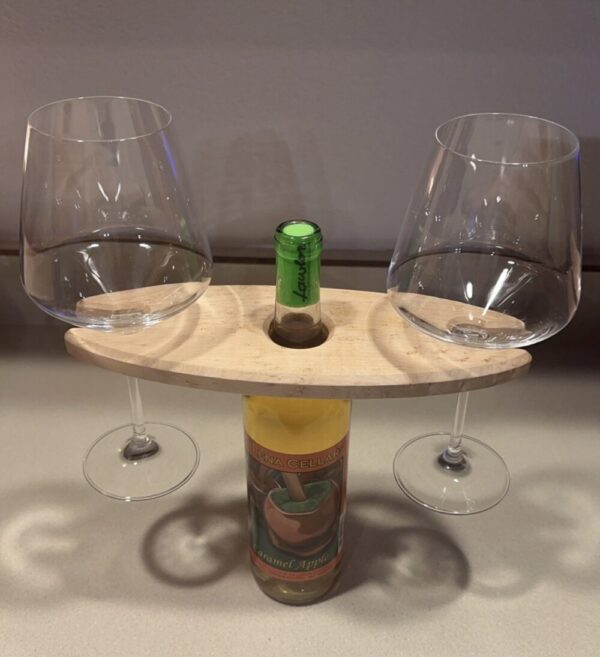 Birdseye Maple Wine Bottle and Glass Holder