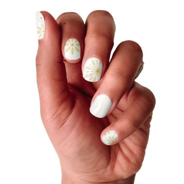 Golden Snowflake | Cream & Gold Foil Snowflakes Nail Wraps