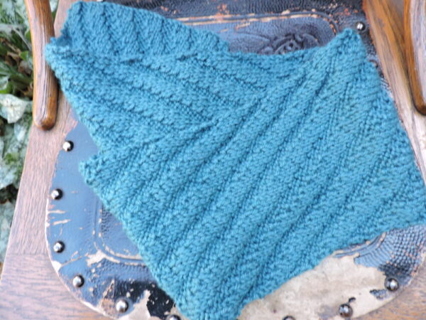 Richly Textured Knitted Teal Scarf