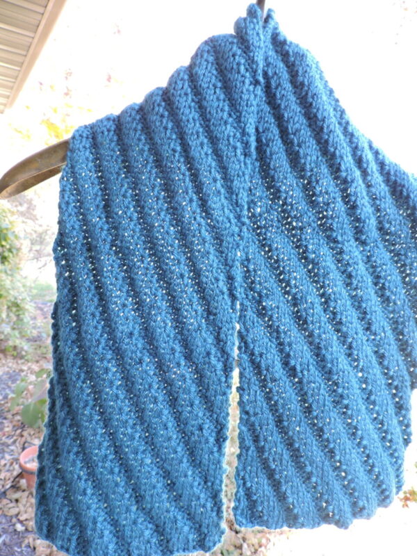 Richly Textured Knitted Teal Scarf