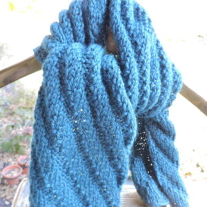 Richly Textured Knitted Teal Scarf