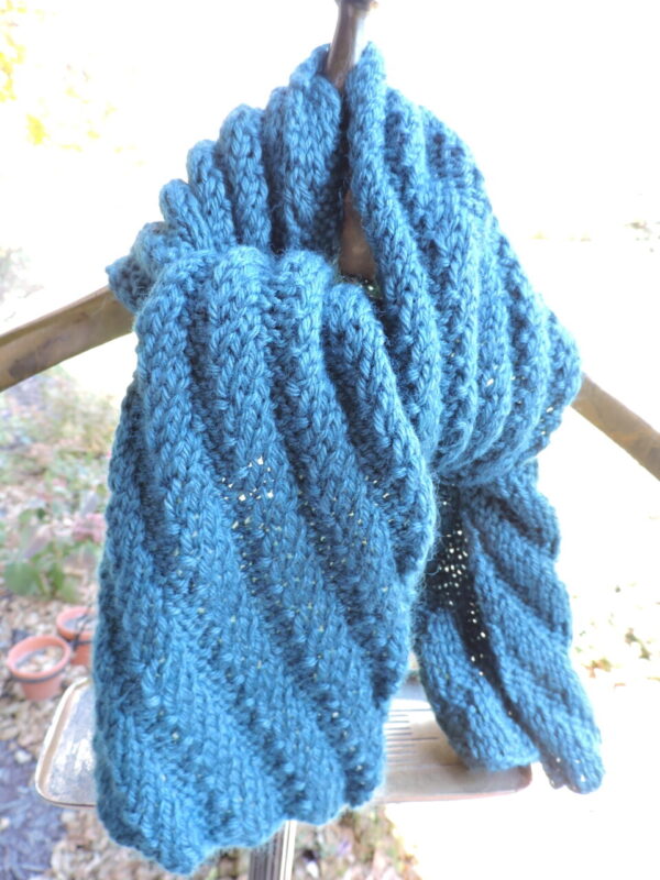 Richly Textured Knitted Teal Scarf