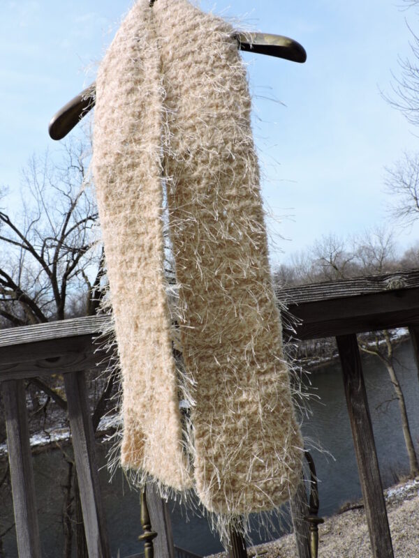 Champagne Beige Hand Knit Eyelash Fur Scarf