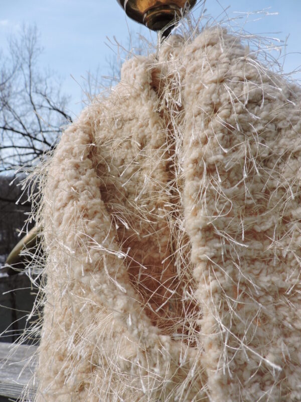 Champagne Beige Hand Knit Eyelash Fur Scarf