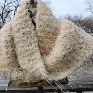 Champagne Beige Hand Knit Eyelash Fur Scarf