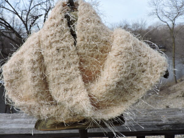 Champagne Beige Hand Knit Eyelash Fur Scarf