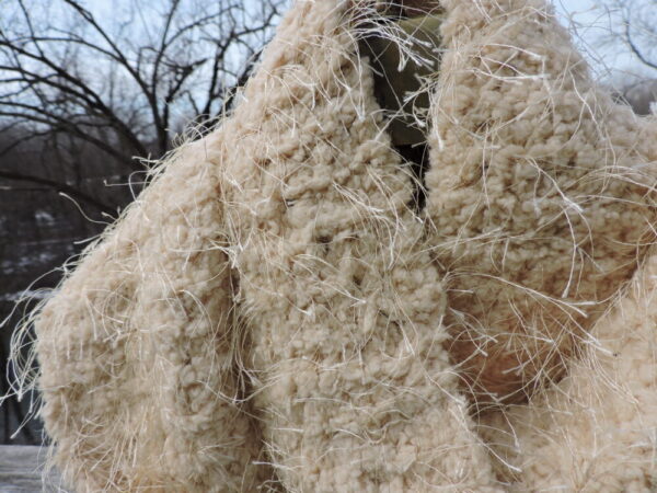 Champagne Beige Hand Knit Eyelash Fur Scarf