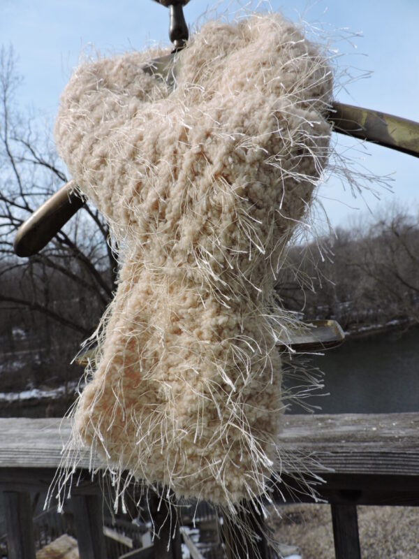 Champagne Beige Hand Knit Eyelash Fur Scarf