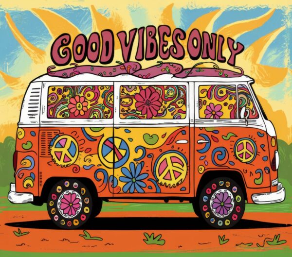 Good Vibes Only Retro Hippie Volkswagen Camper Van Tumbler