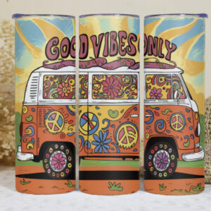 Good Vibes Only Retro Hippie Volkswagen Camper Van Tumbler