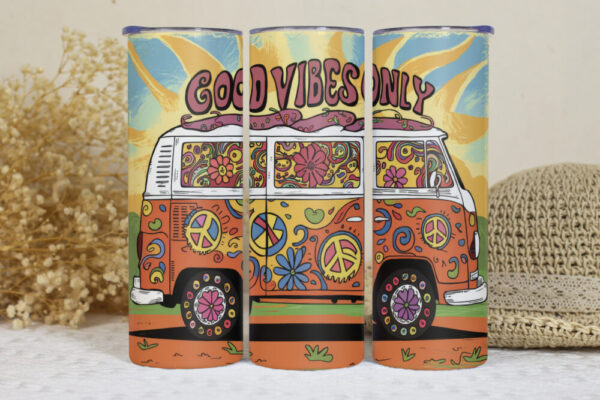 Good Vibes Only Retro Hippie Volkswagen Camper Van Tumbler