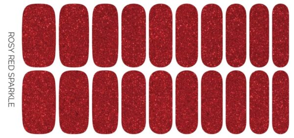 Rosy Red Sparkle | Bright Red Glitter Christmas Nail Wraps