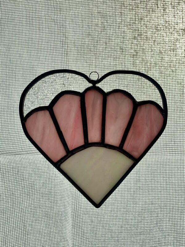 Stained Glass Heart with Flower Suncatcher