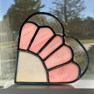 Stained Glass Heart with Flower Suncatcher