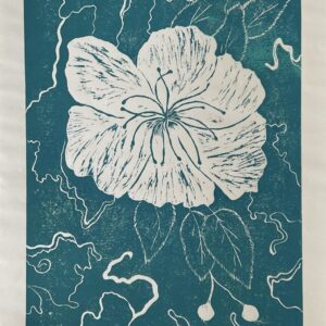 One Original Linocut ~ Hibiscus