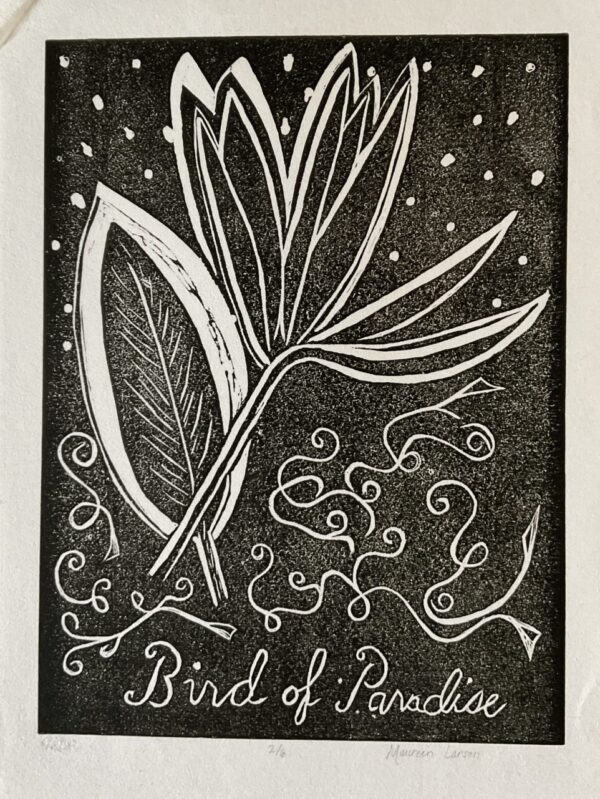 Linocut~Bird of Paradise