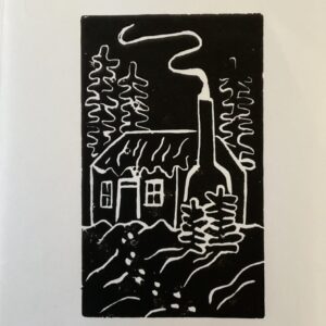 Log Cabin Linocut