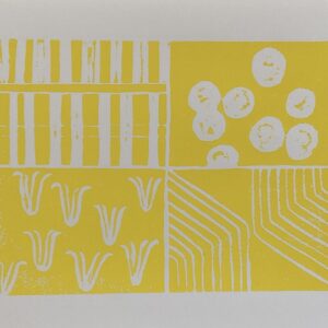 Original Linocut “Iowa Fields” in yellow