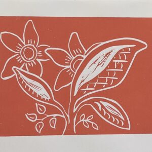 Original Linocut “Iowa Summer” in orange