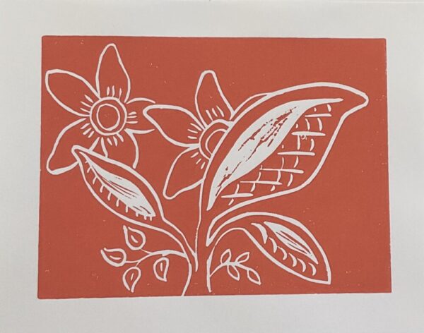 Original Linocut “Iowa Summer” in orange