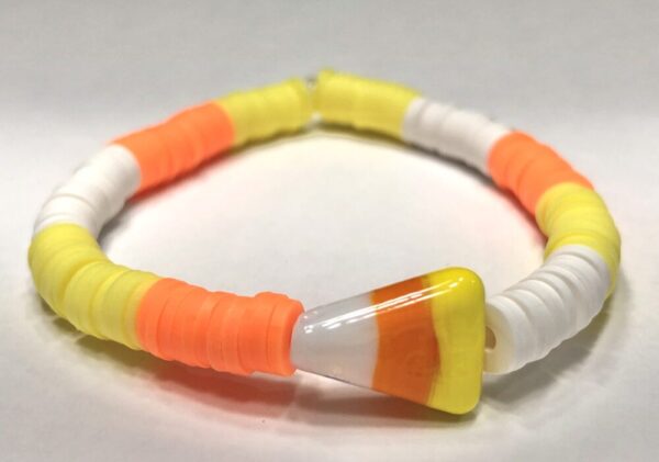 Handmade Orange Yellow White Candy Corn Stretch Bracelet Women Halloween