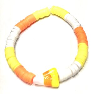 Handmade Orange Yellow White Candy Corn Stretch Bracelet Women Halloween