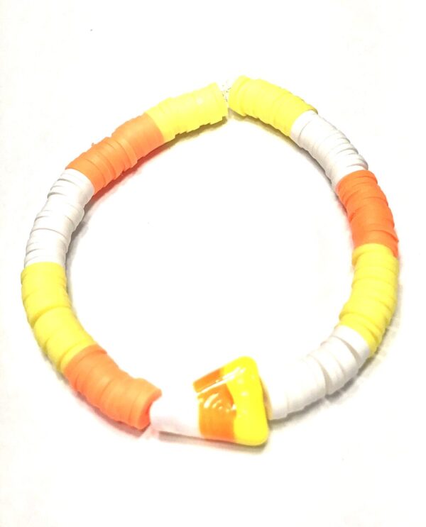 Handmade Orange Yellow White Candy Corn Stretch Bracelet Women Halloween