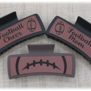 Leather Football Hair Claw Clip – Engraved Leatherette Hair Clip – Football Design