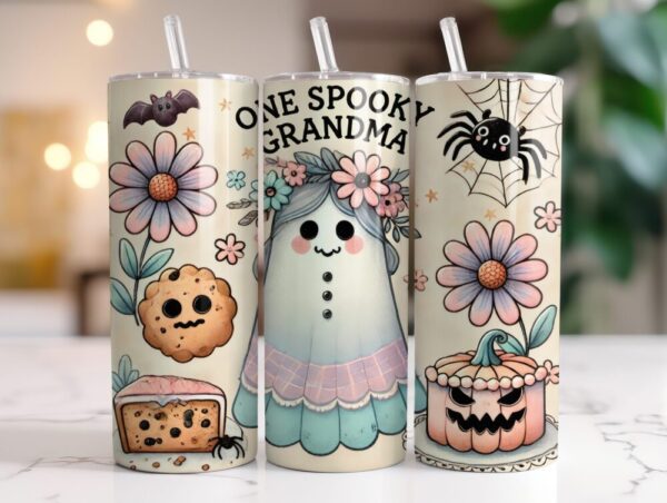 One Spooky Grandma Tumbler Fall Halloween Cute Ghost