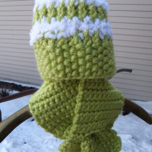 Lime Green Keyhole Scarf and Hat