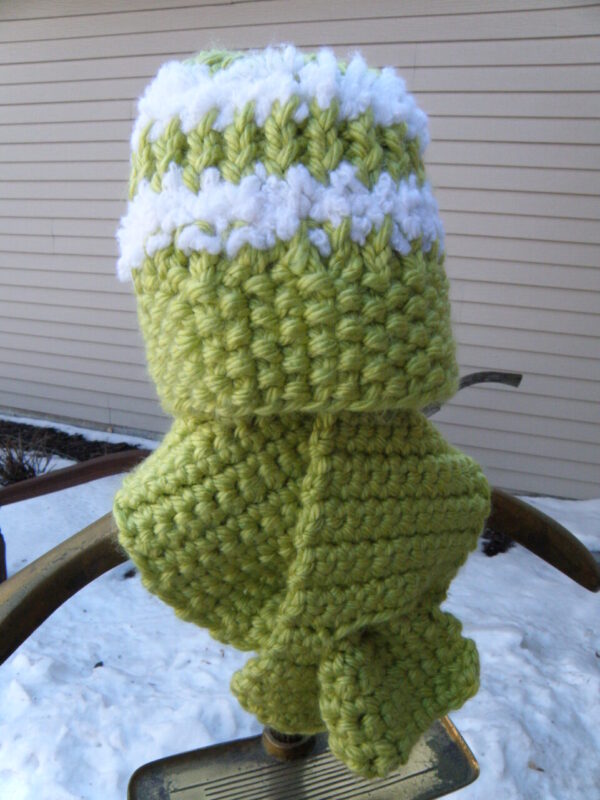 Lime Green Keyhole Scarf and Hat