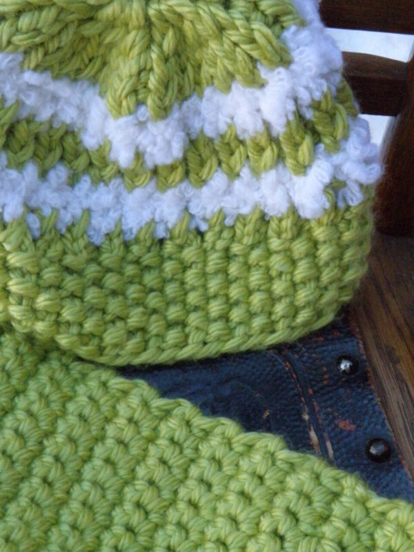 Lime Green Keyhole Scarf and Hat